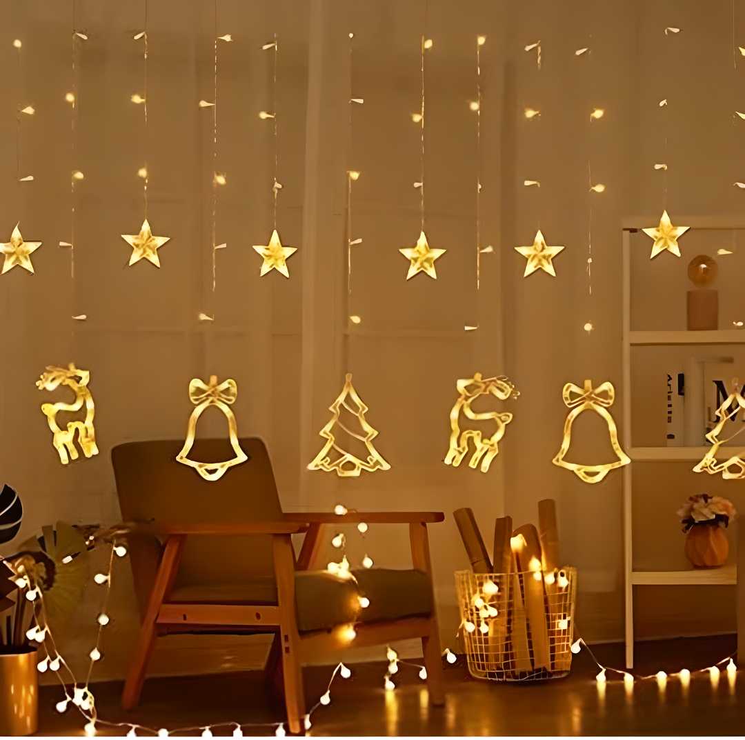 LED Curtain Lights for Christmas (Warm White Light)